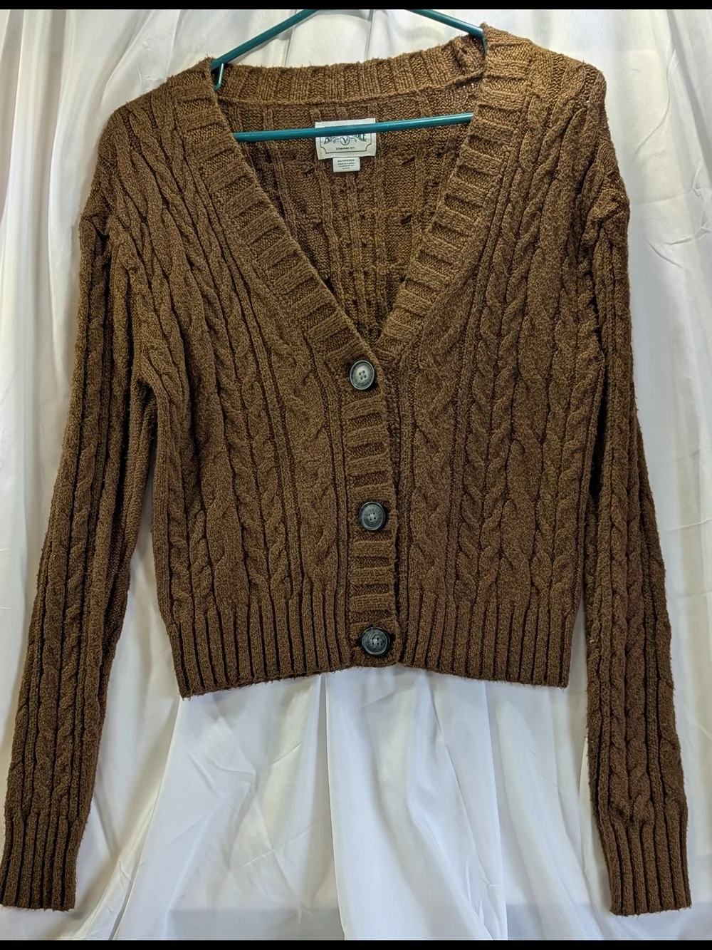 American Eagle Cozy Brown Cable-Knit Sweater & Cardigan Lot Size Small - Picture 4 of 9